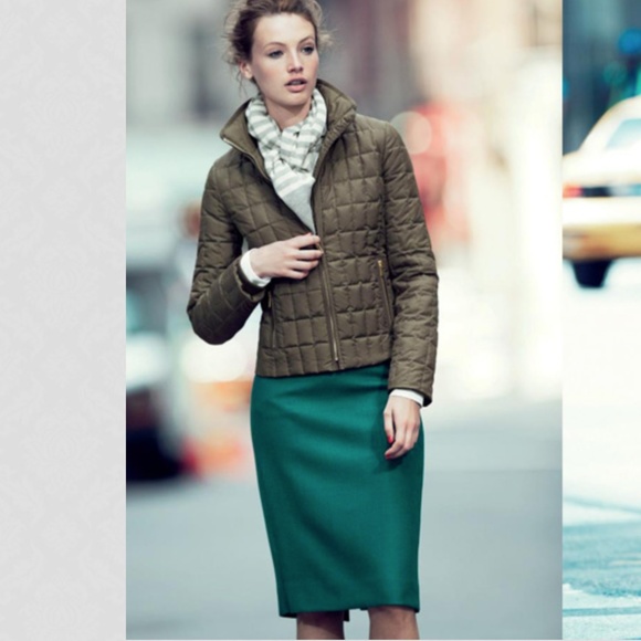 NWT JCREW double serge wool pencil skirt in teal 4 - Picture 2 of 7